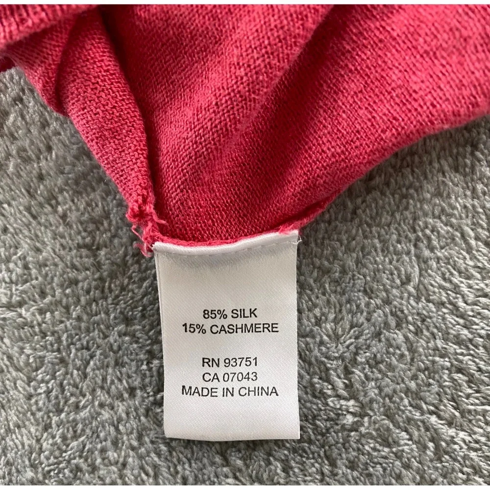In Cashmere Womens Pink Open Front Shawl Collar Cardigan 3/4 Sleeve XL Soft Knit